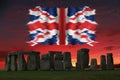 The Union Jack, or Union Flag, stonehenge