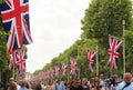 Union Jacks Line The Mall in London Royalty Free Stock Photo