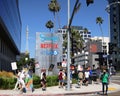 Union members on the picket line in support of the SAG-AFTRA and WGA strike Royalty Free Stock Photo