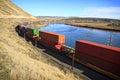 Union Pacific Freight Train Travels Along The Snake River