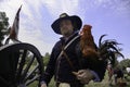 Union Soldier holding a rooster