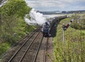 Arbroath, Scotland - 5th May 2019: The Union of South Africa, an A4 Steam Train, built in 1937 passing through Arbroath.