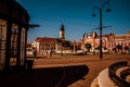 Union square Piata Unirii seen sunny summer day in Oradea, Rom