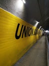 Union Station tunnel in San Francisco, pedestrian sideway, California, USA