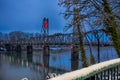 Union Street Railroad Bridge in Salem  Oregon  in winter twilight Royalty Free Stock Photo