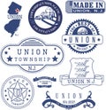 Union township, NJ. Set of generic stamps and signs