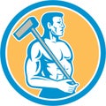 Union Worker With Sledgehammer Circle Retro