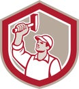 Union Worker Wielding Hammer Shield Retro