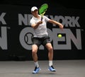 Professional tennis player Sam Querrey of USA in action during his round of 16 match at the 2019 New York Open tennis tournament