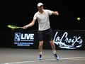 Professional tennis player Sam Querrey of USA in action during his round of 16 match at the 2019 New York Open tennis tournament