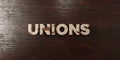 Unions - grungy wooden headline on Maple - 3D rendered royalty free stock image
