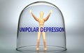 Unipolar depression can separate a person from the world and lock in an isolation that limits - pictured as a human figure locked