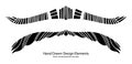Unique abstract design element vector, paragraph or text divider with striped symmetrical pattern, stylized artsy wings and horns