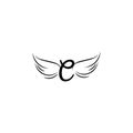E wings Unique abstract geometric logo design Royalty Free Stock Photo