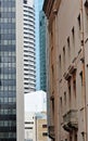 Middle of crowded old and new buildings city Brisbane, Australia Royalty Free Stock Photo