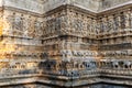 unique ancient Sculptures on hindu holy temple wall at day