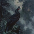 Unique Appearance of the Horned Guan in Mountainous Regions Royalty Free Stock Photo