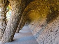 Unique arch in Barcelona in the famous Park Guell which was created by Antonio Gaudi Royalty Free Stock Photo