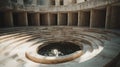 Architectural marvel: circular tiered structure with water feature center Royalty Free Stock Photo