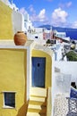Unique architecture in cycladic style of beautiful Santorini island. colorful Greece series
