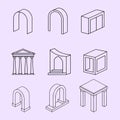 Unique architecture element Creative architecture line art vector