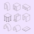 Unique architecture element Creative architecture line art vector