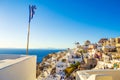 Unique architecture of Oia town on sunset Santorini Greece Royalty Free Stock Photo