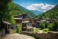 unique architecture of a secluded mountain village Royalty Free Stock Photo