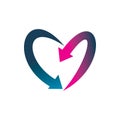 Full color unique arrow love heart logo design