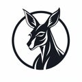 Unique Art Deco-inspired Black Kangaroo Logo With Strong Facial Expression