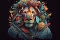 Lovable lion rocks upcycled sweater vest in stunning vector art