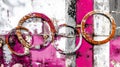 Abstract Rusty Rings on Pink Grunge Wall Good Resolution Stock Photo Royalty Free Stock Photo