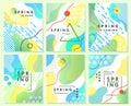 Unique artistic spring cards with bright gradient background