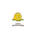 Unique asian eastern lemonade lemon logo with asian circle authentic ethnic culture pattern