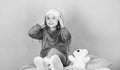 Unique attachments to stuffed animals. Teddy bears improve psychological wellbeing. Child small girl playful hold teddy