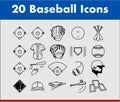 20 Baseball Icons, Baseball diamond scoring symbols,
