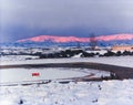 Unique sunset on snow on Mingus Mountain Prescott