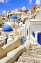 Unique beautiful Santorini island. Oia village in traditional Cycladic style. Greece tarvel Royalty Free Stock Photo