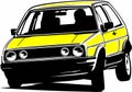 Unique and beautiful sport car VW GOLF GTI classic vector logo design. Royalty Free Stock Photo