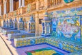 The ceramic benches in Plaza de Espana in Seville, Spain Royalty Free Stock Photo