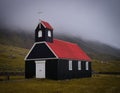 Unique black and red church in iceland