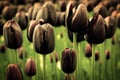 Unique black tulip flowers Royalty Free Stock Photo