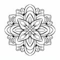 Unique Black And White Flower Mandala Coloring Page