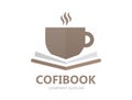 Unique book and a cup of coffee logo combination design template Royalty Free Stock Photo