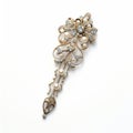 Ivory Pearl And Diamond Jewelry Brooch With Flint