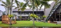 A unique building with beautiful garden on the rainy season