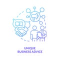 Unique business advice blue gradient concept icon