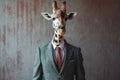 Unique Business suit giraffe head. Generate Ai Royalty Free Stock Photo