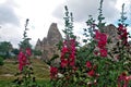 Unique Cappadocia. Strange pointed rocks with caves inside.