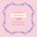 Unique card design, with beautiful pink wreath frame, for romance day celebration. Vector